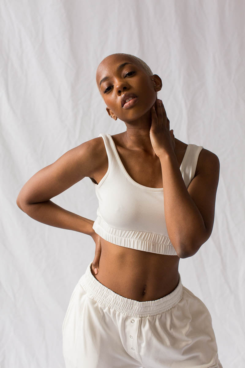 Alpine Fleece Remi Bralette Top in True White