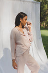 Waffle Knit Harriet Henley in Nectar
