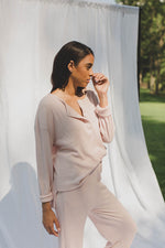 Waffle Knit Harriet Henley in Nectar