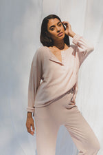 Waffle Knit Harriet Henley in Nectar