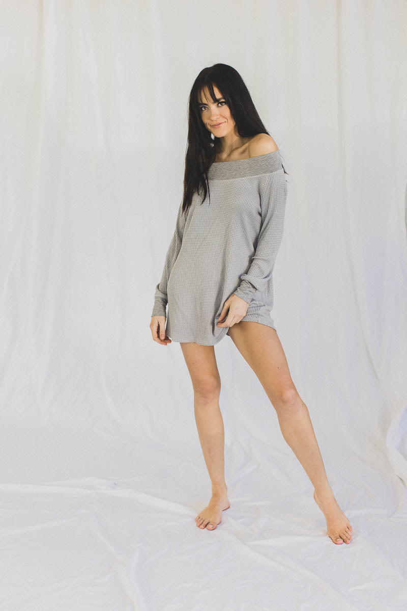 Waffle Knit Noelle Gown in Mist