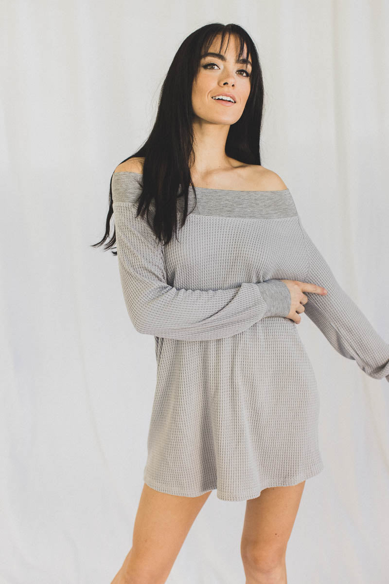 Waffle Knit Noelle Gown in Mist