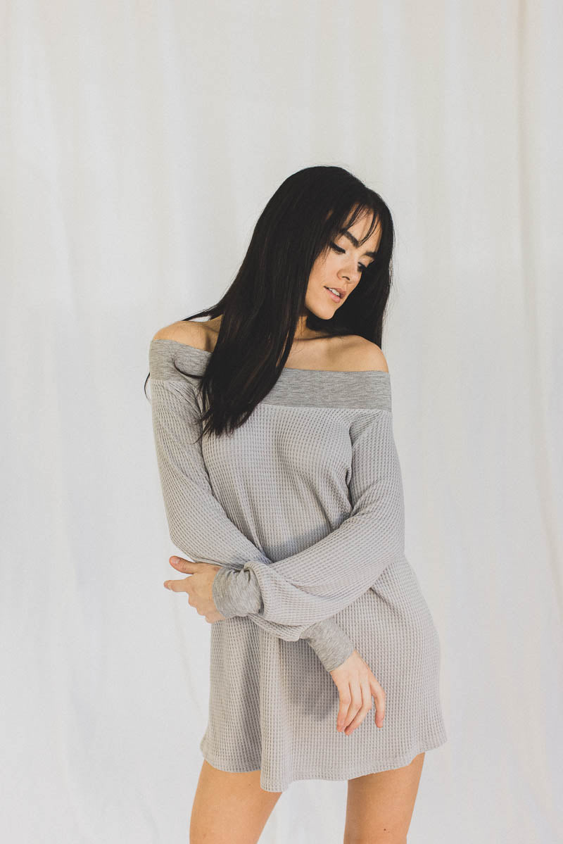 Waffle Knit Noelle Gown in Mist
