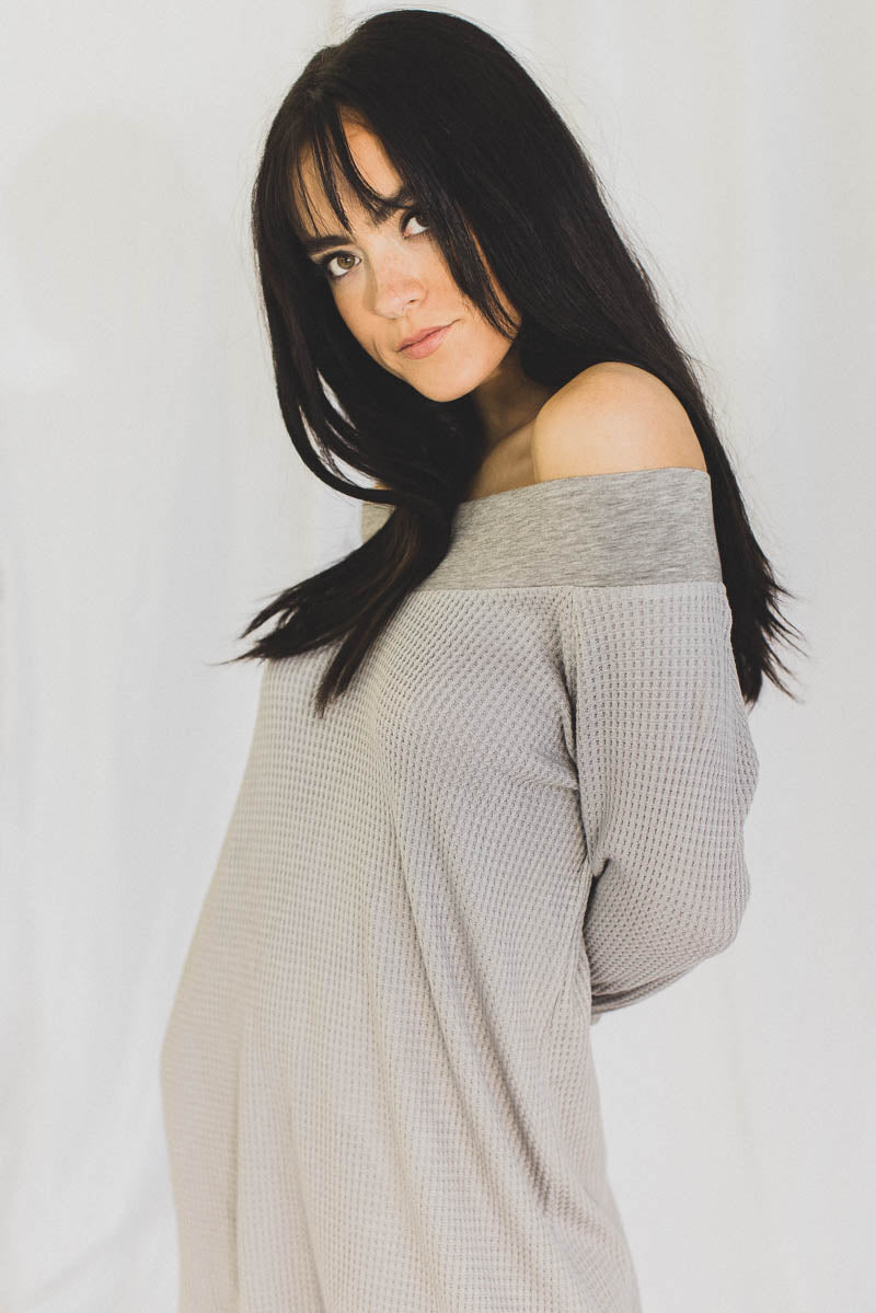 Waffle Knit Noelle Gown in Mist