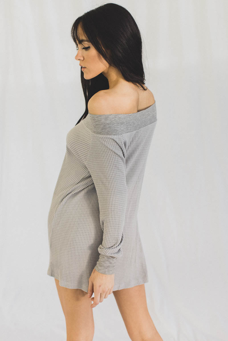 Waffle Knit Noelle Gown in Mist